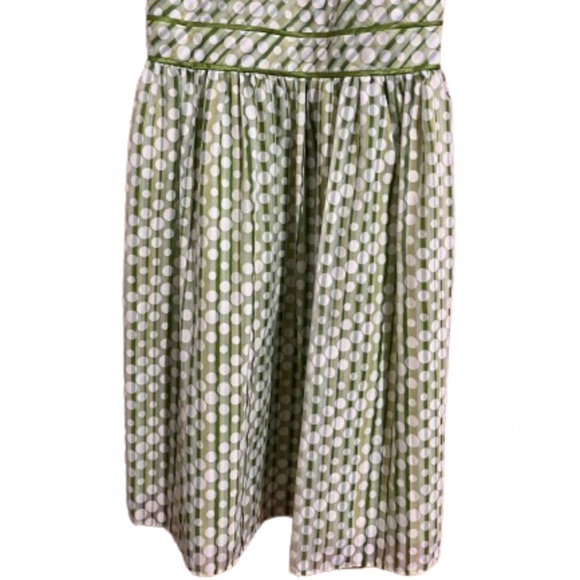 Amanda Lane Women’s Green & White Polka Dot Sheer A-Line Classic 90s Dress Sz-12 - Picture 4 of 6